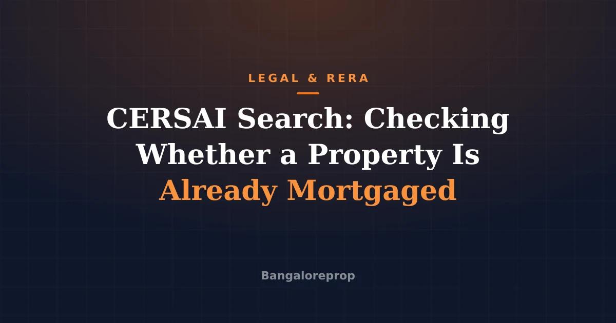 CERSAI Search: Checking Whether a Property Is Already Mortgaged
