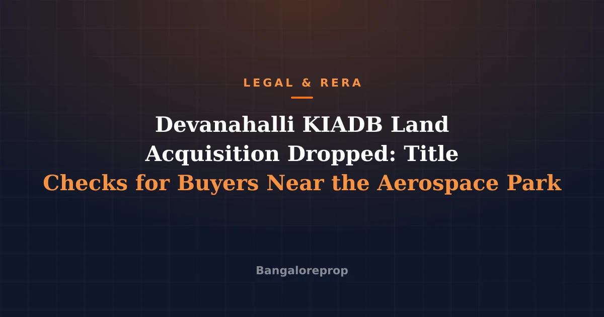 Devanahalli KIADB Land Acquisition Dropped: Title Checks for Buyers Near the Aerospace Park