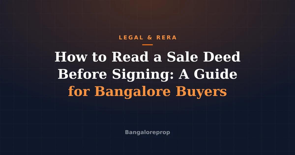 How to Read a Sale Deed Before Signing: A Guide for Bangalore Buyers
