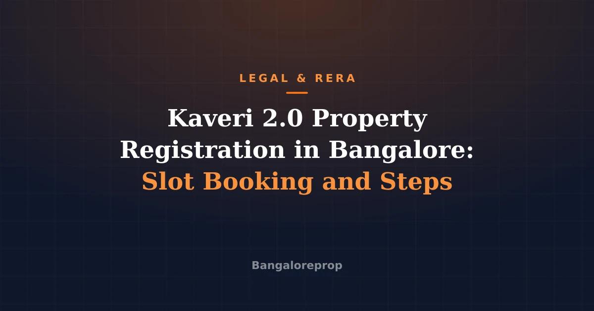 Kaveri 2.0 Property Registration in Bangalore: Slot Booking and Steps