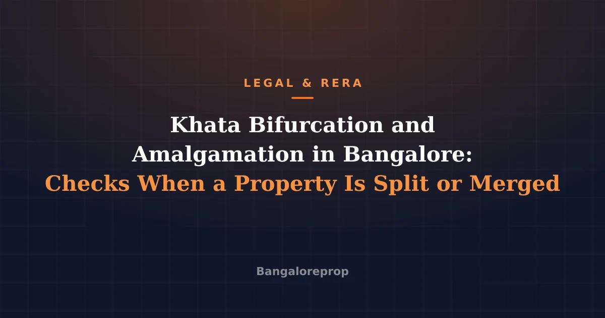 Khata Bifurcation and Amalgamation in Bangalore: Checks When a Property Is Split or Merged