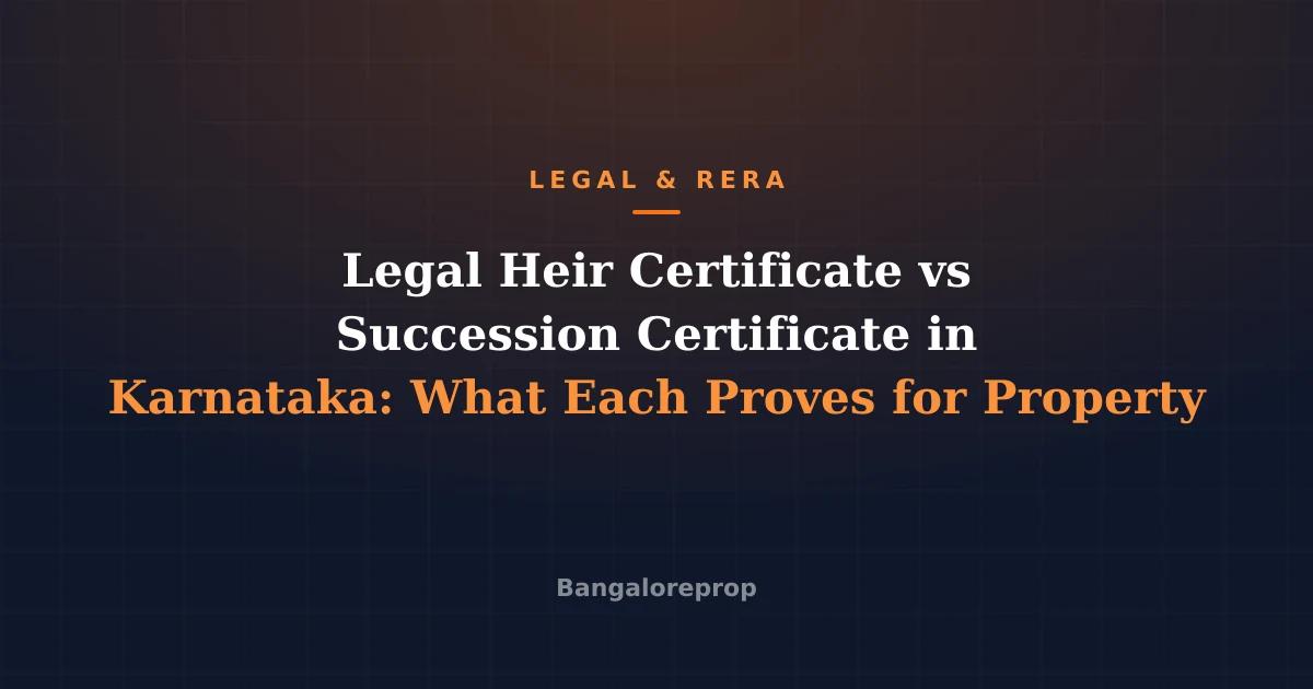 Legal Heir Certificate vs Succession Certificate in Karnataka: What Each Proves for Property