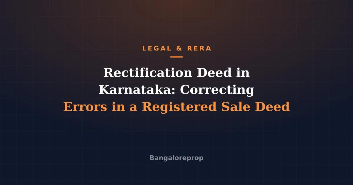 Rectification Deed in Karnataka: Correcting Errors in a Registered Sale Deed