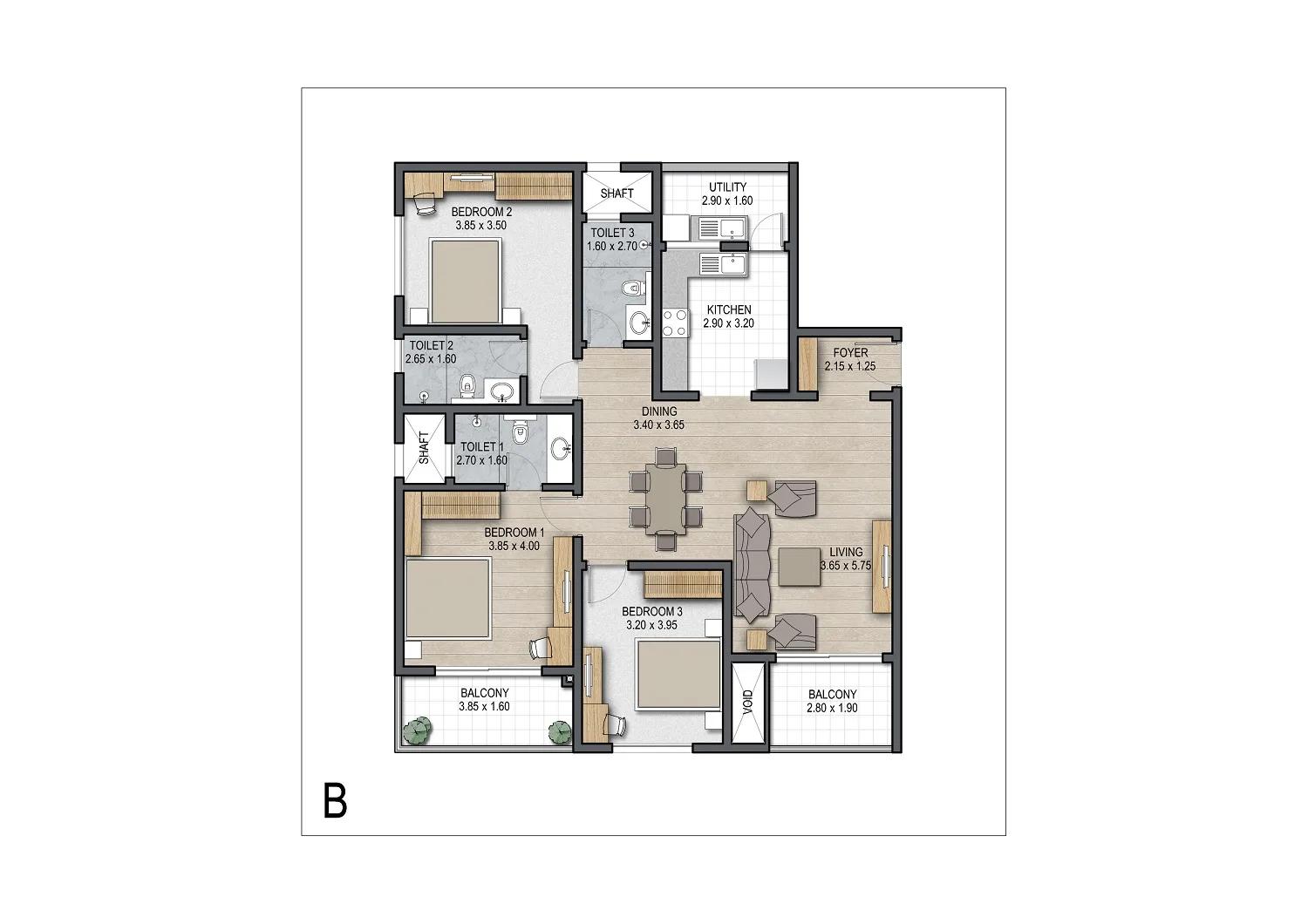 Sobha Square floor plan 1