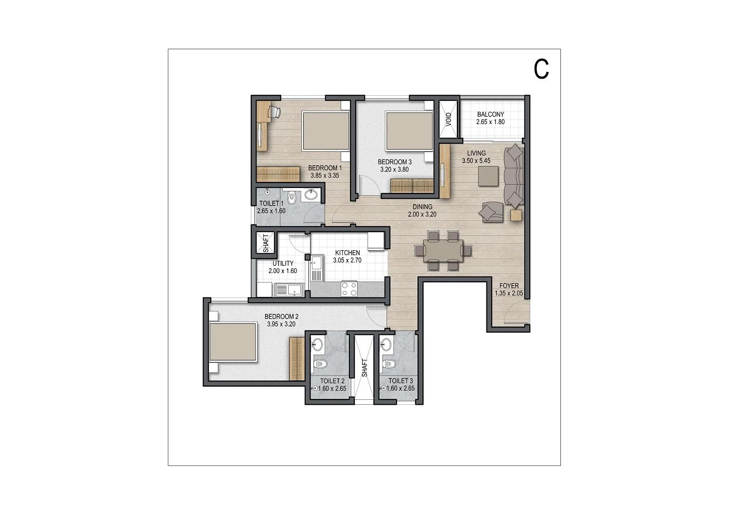 Sobha Square floor plan 3
