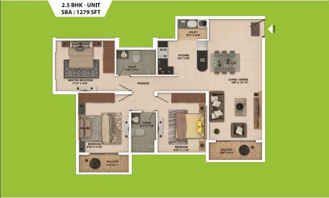 Salarpuria Sattva Park Cubix floor plan 3