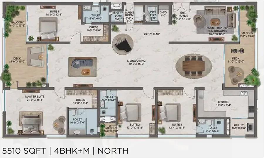 ONE by MSN 4 BHK floor plan, about 5,510 sq ft