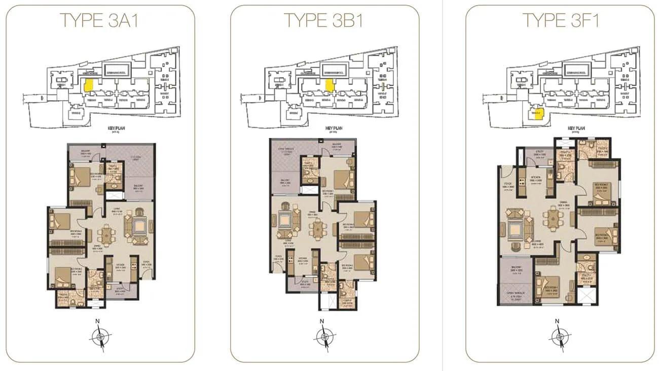 Sobha Serene 3 BHK floor plan