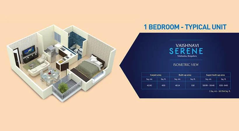 Vaishnavi Serene 1 BHK floor plan