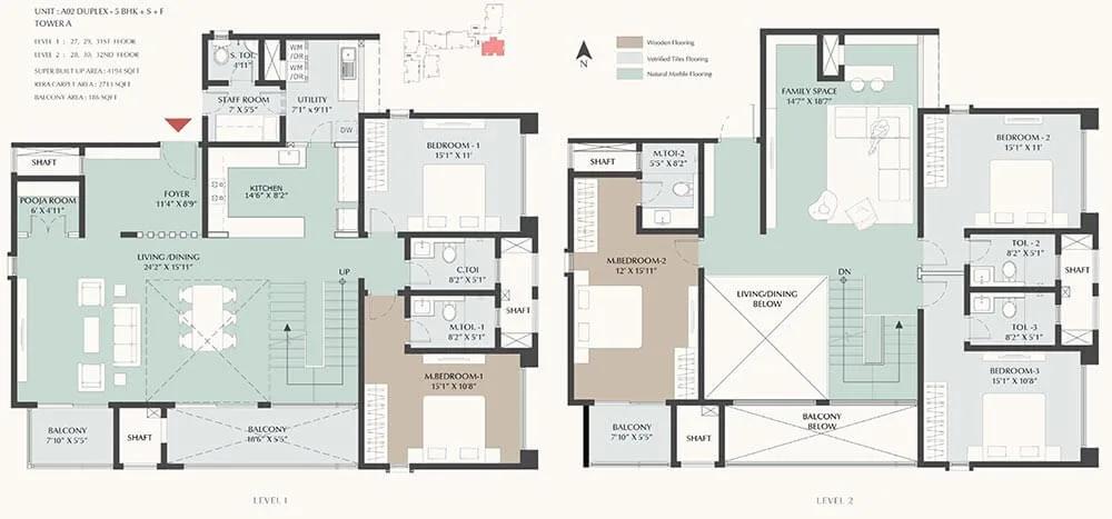 DNR Highline 5 BHK floor plan, about 4,194 sq ft