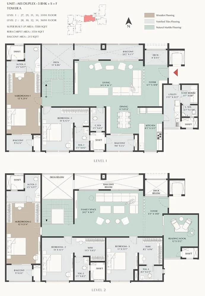 DNR Highline 5 BHK floor plan, about 5,588 sq ft