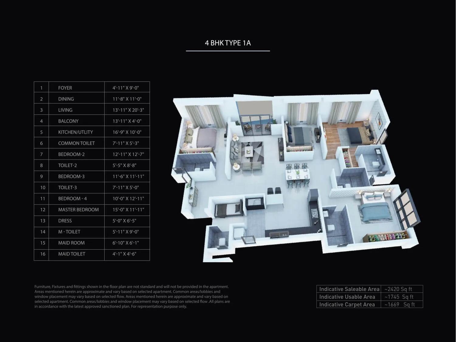 Purva Atmosphere 4 BHK floor plan