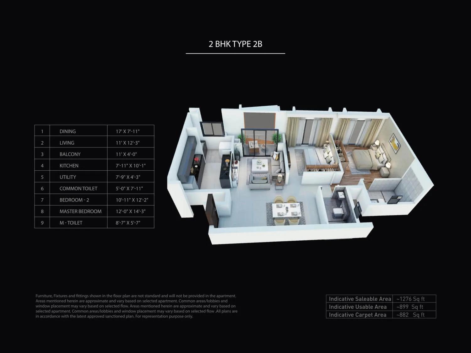 Purva Atmosphere 2 BHK floor plan