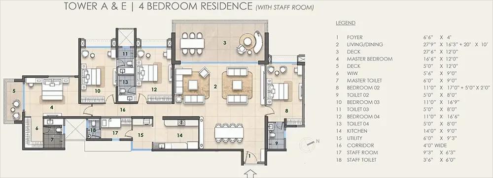 Lodha Beaumont Estate 4 BHK floor plan