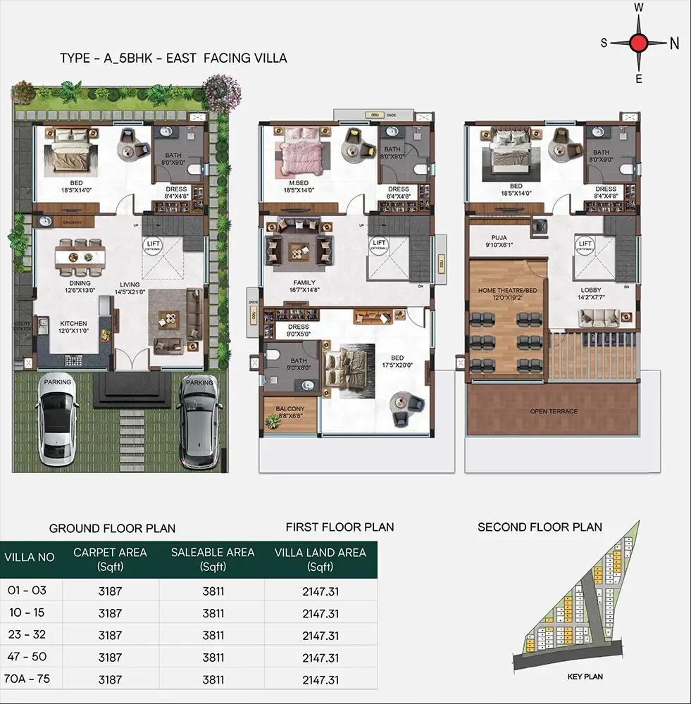 Casagrand Belair 5 BHK floor plan, about 3,811 sq ft