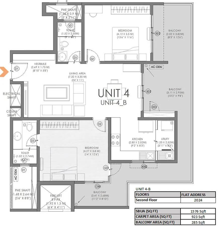 Svamitva Soul Spring 2 BHK floor plan, about 1,576 sq ft
