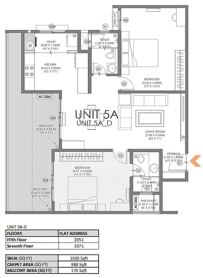 Svamitva Soul Spring 2 BHK floor plan, about 1,500 sq ft
