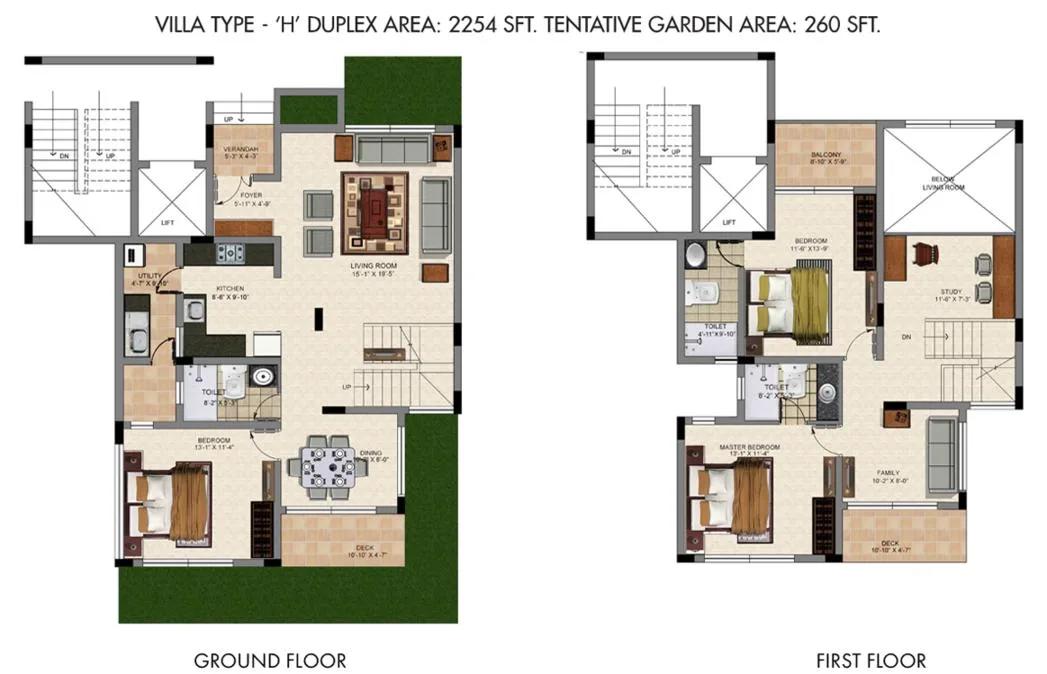 Valmark Cityville 3 BHK floor plan, about 2,254 sq ft
