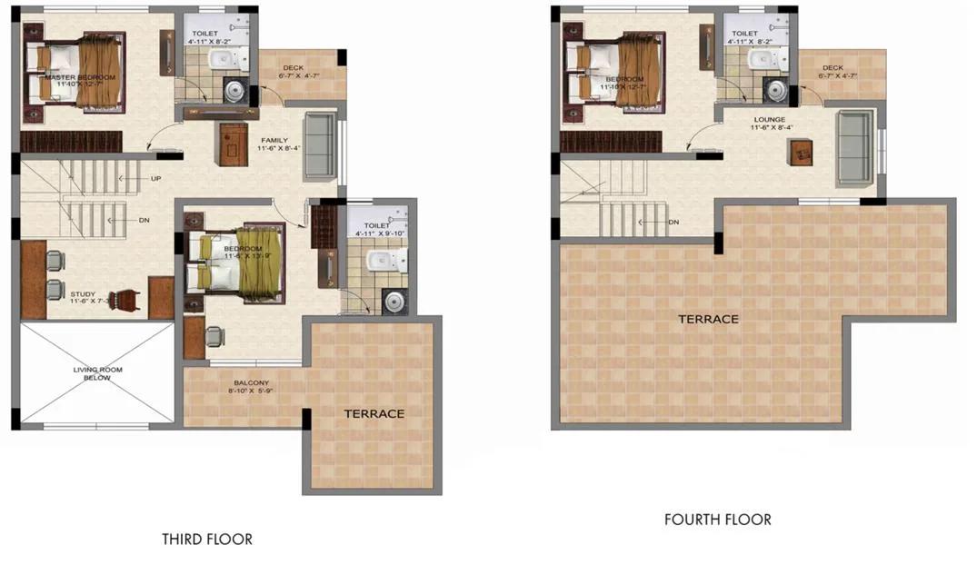 Valmark Cityville 4 BHK floor plan, about 2,825 sq ft