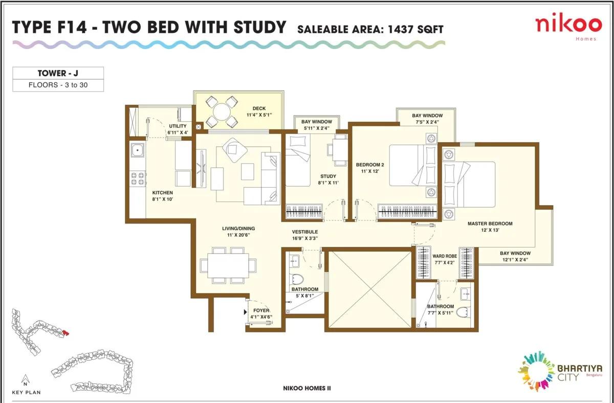 Nikoo Homes Phase 2 2 BHK floor plan