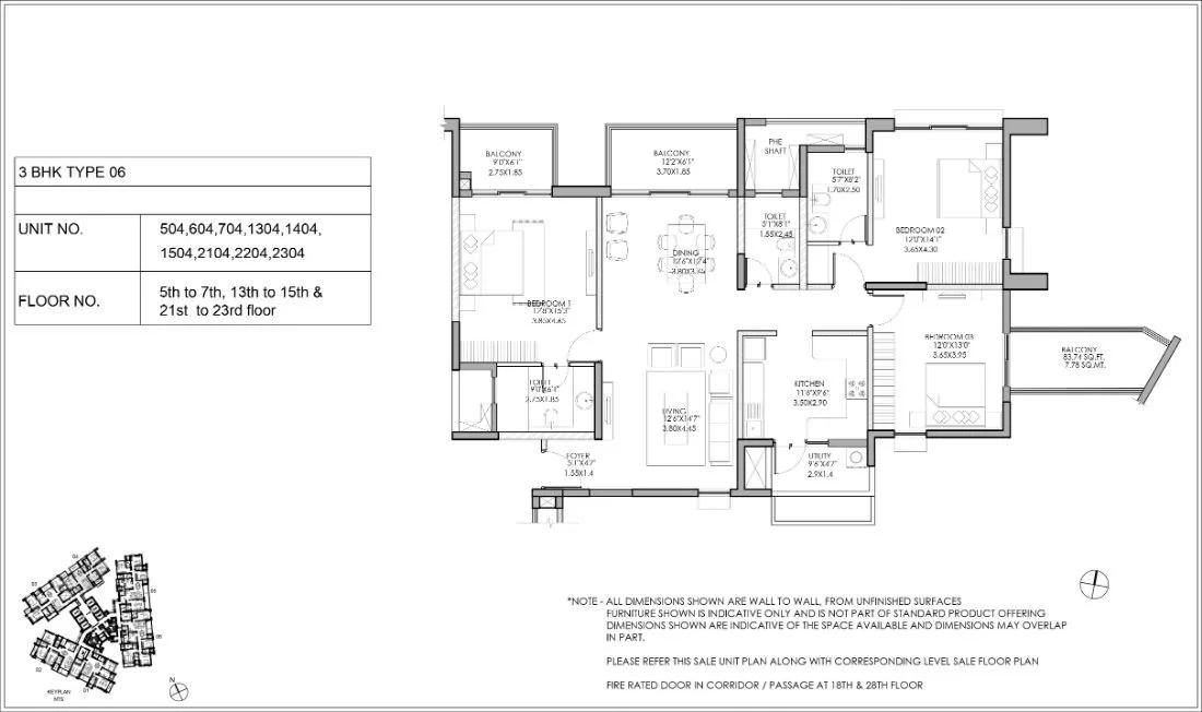 Shapoorji Pallonji ParkWest 3 BHK floor plan