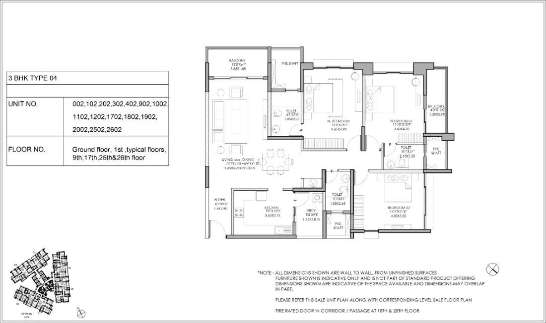 Shapoorji Pallonji ParkWest 3 BHK floor plan