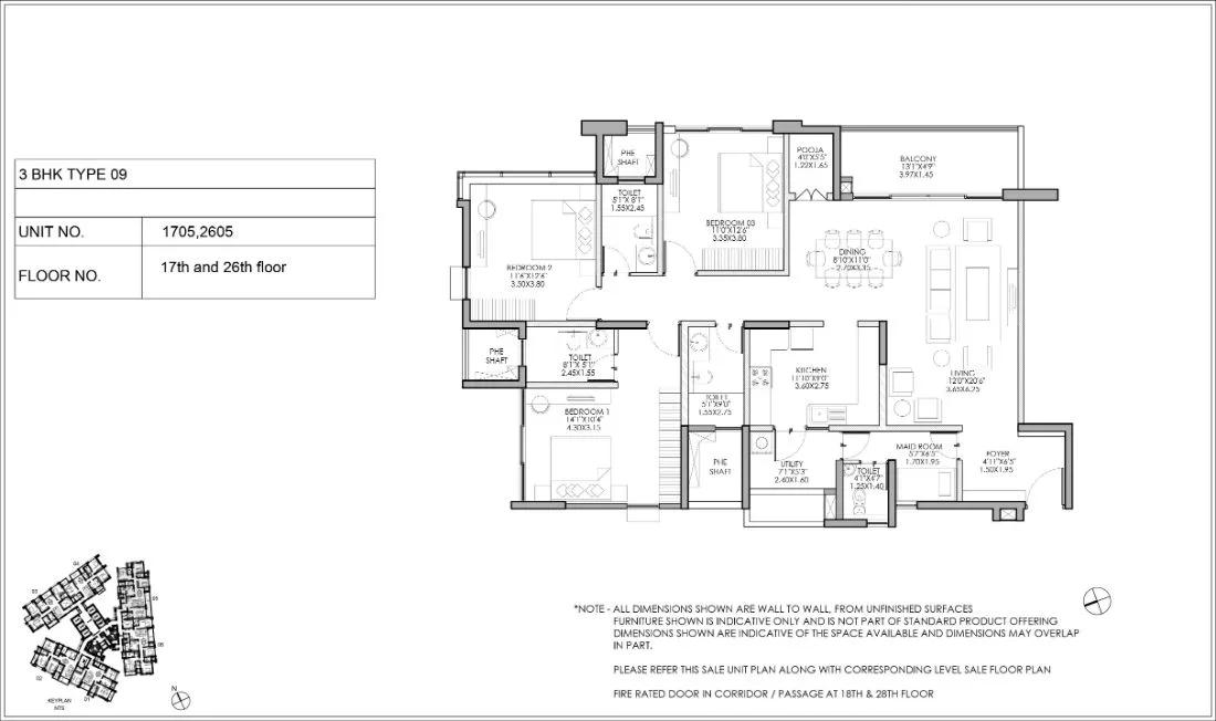 Shapoorji Pallonji ParkWest 3 BHK floor plan