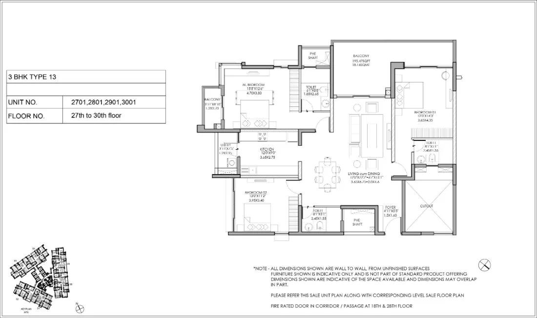 Shapoorji Pallonji ParkWest 3 BHK floor plan