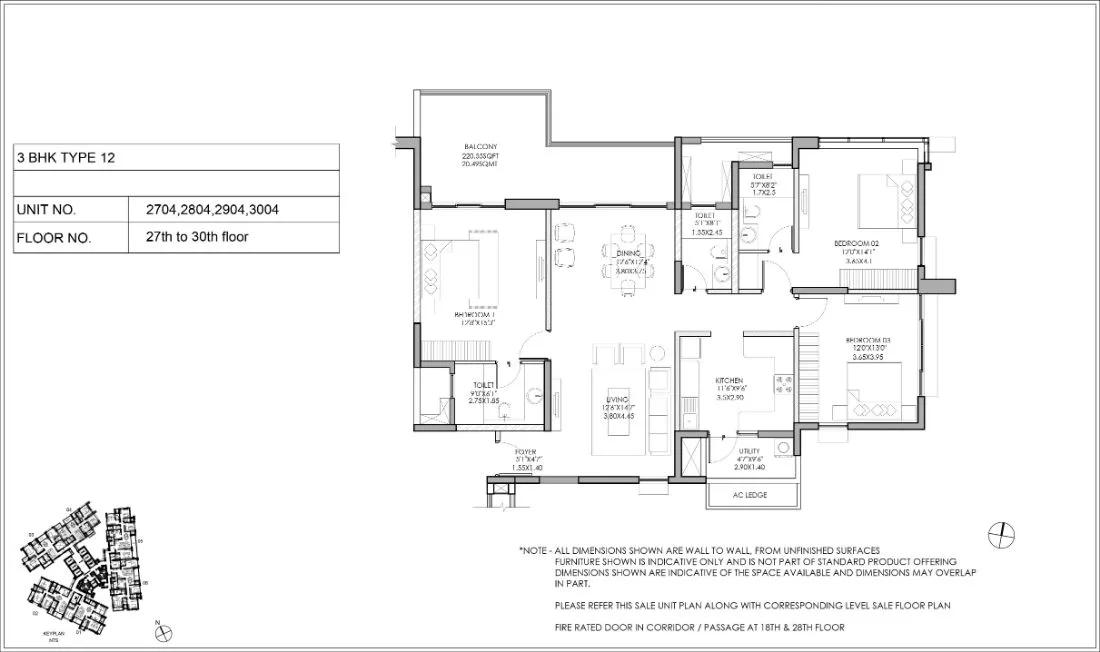 Shapoorji Pallonji ParkWest 3 BHK floor plan
