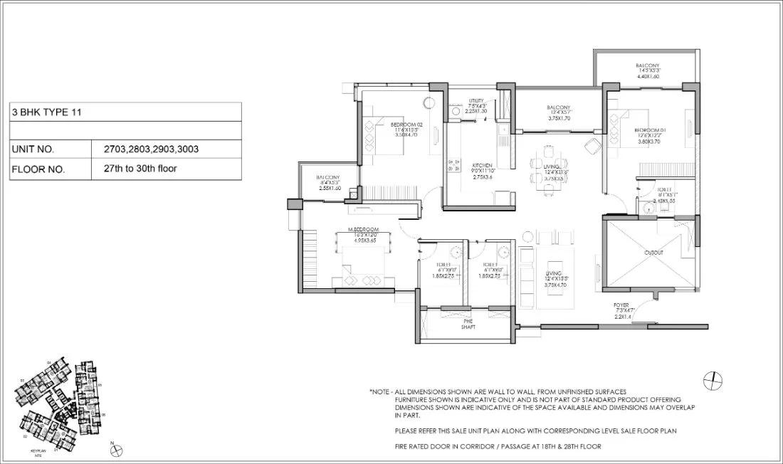 Shapoorji Pallonji ParkWest 3 BHK floor plan