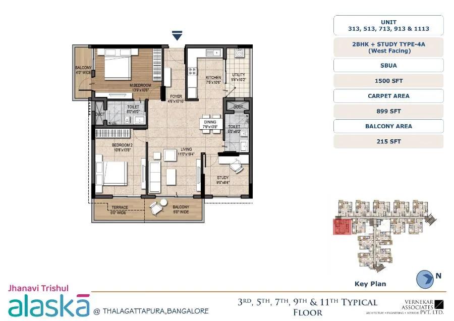 Jhanavi Trishul Alaska Apartments 2 BHK floor plan, about 1,500 sq ft