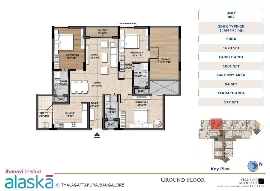 Jhanavi Trishul Alaska Apartments 3 BHK floor plan, about 1,620 sq ft