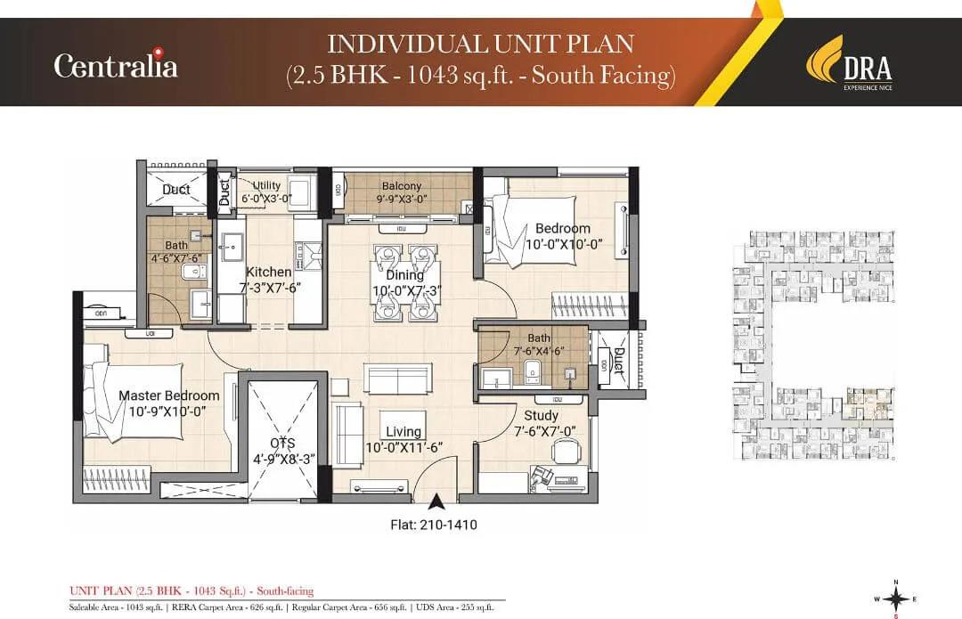 DRA Centralia 2.5 BHK floor plan