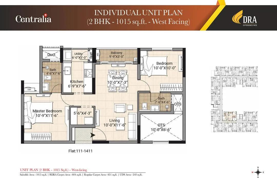 DRA Centralia 2 BHK floor plan