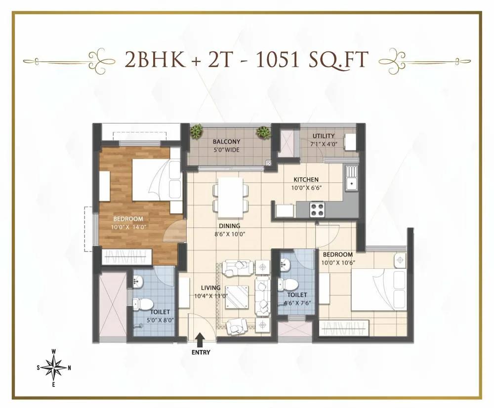 RWD Grand Corridor 2 BHK floor plan