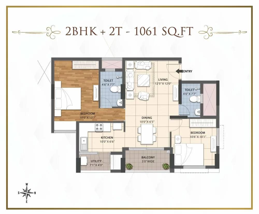 RWD Grand Corridor 2 BHK floor plan