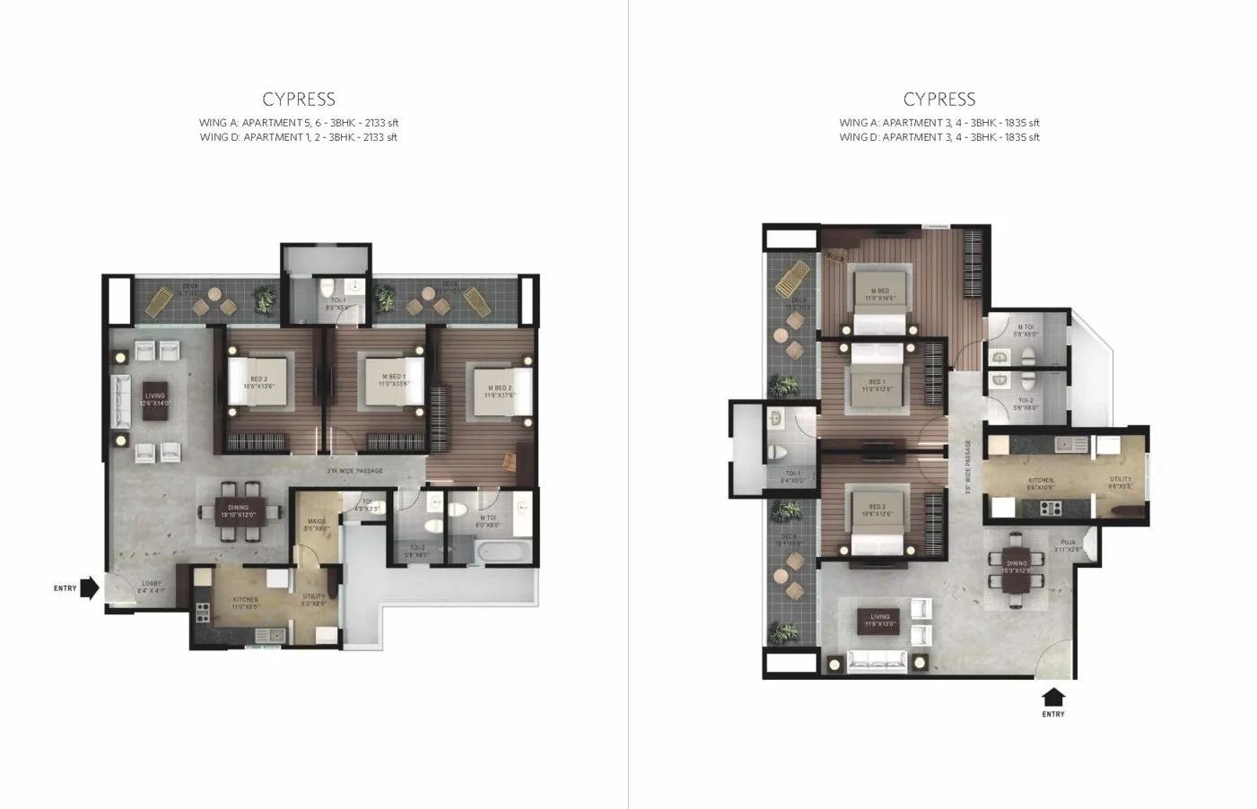 Hiranandani Devanahalli Apartments 3 BHK floor plan, about 2,133 sq ft