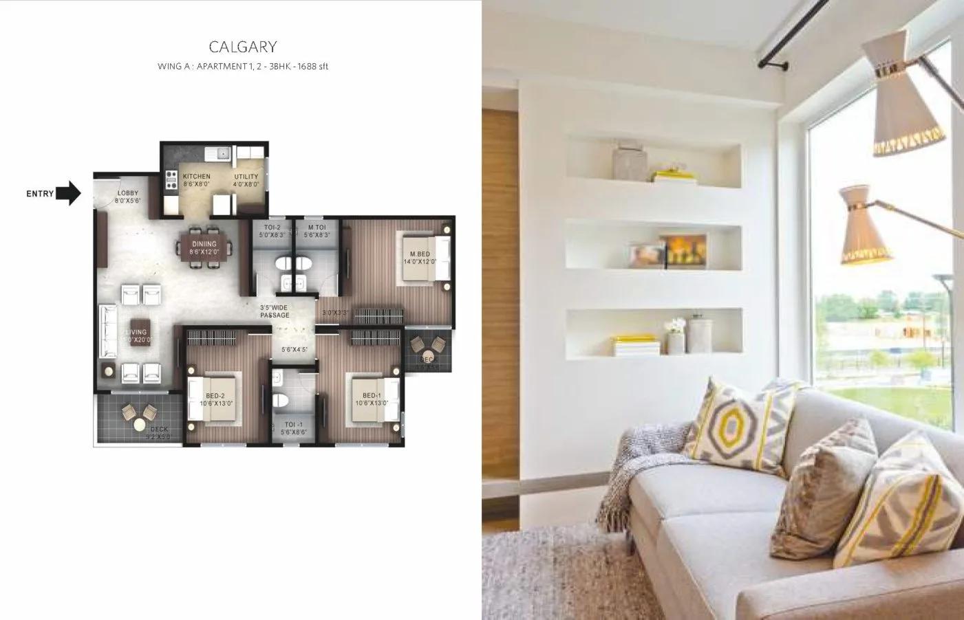 Hiranandani Devanahalli Apartments 3 BHK floor plan, about 1,688 sq ft