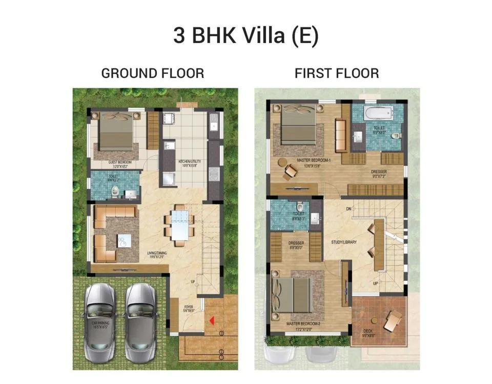 Lake View Address 3 BHK floor plan