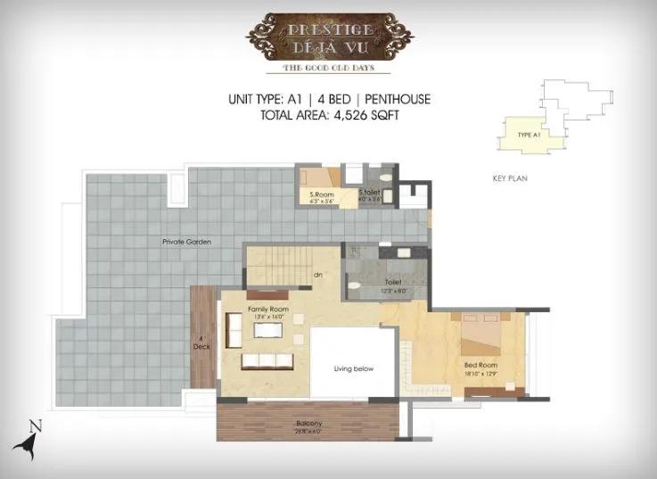 Prestige Deja Vu 4 BHK floor plan, about 4,526 sq ft
