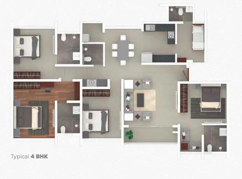 Rohan Iksha 4 BHK floor plan