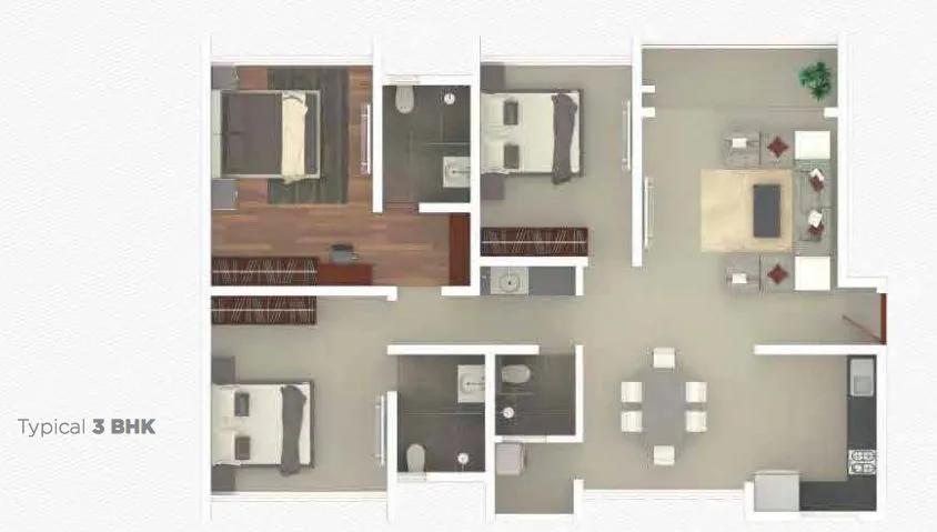 Rohan Iksha 3 BHK floor plan