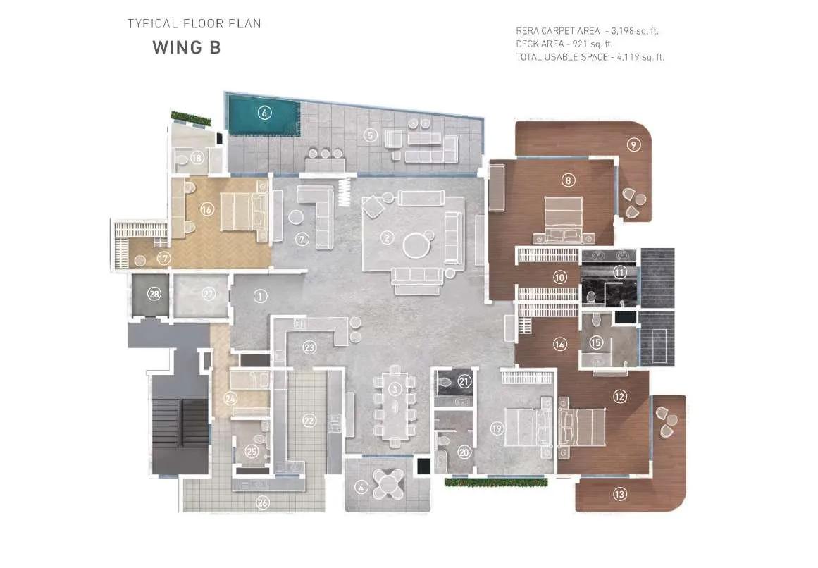 MAIA Pelican Grove 4 BHK floor plan, about 4,119 sq ft