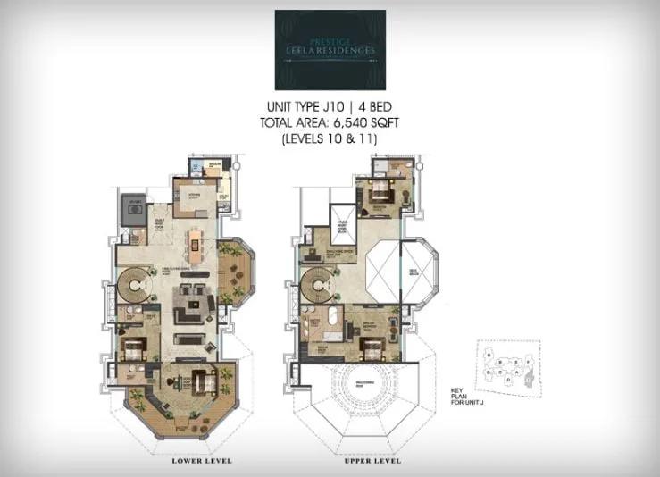 Prestige Leela Residences 4 BHK floor plan, about 6,540 sq ft