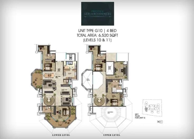 Prestige Leela Residences 4 BHK floor plan, about 6,520 sq ft