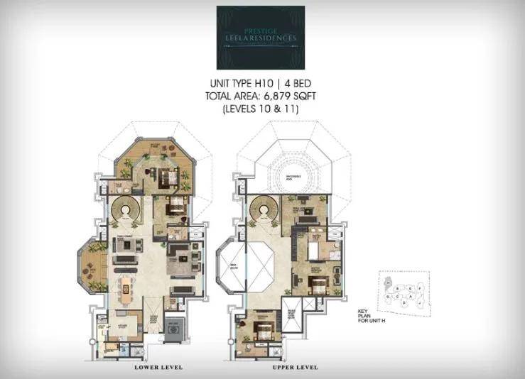 Prestige Leela Residences 4 BHK floor plan, about 6,879 sq ft