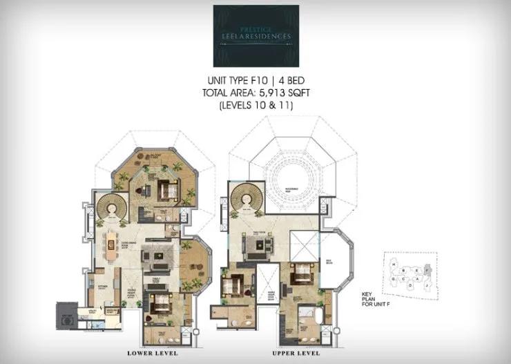 Prestige Leela Residences 4 BHK floor plan, about 5,913 sq ft