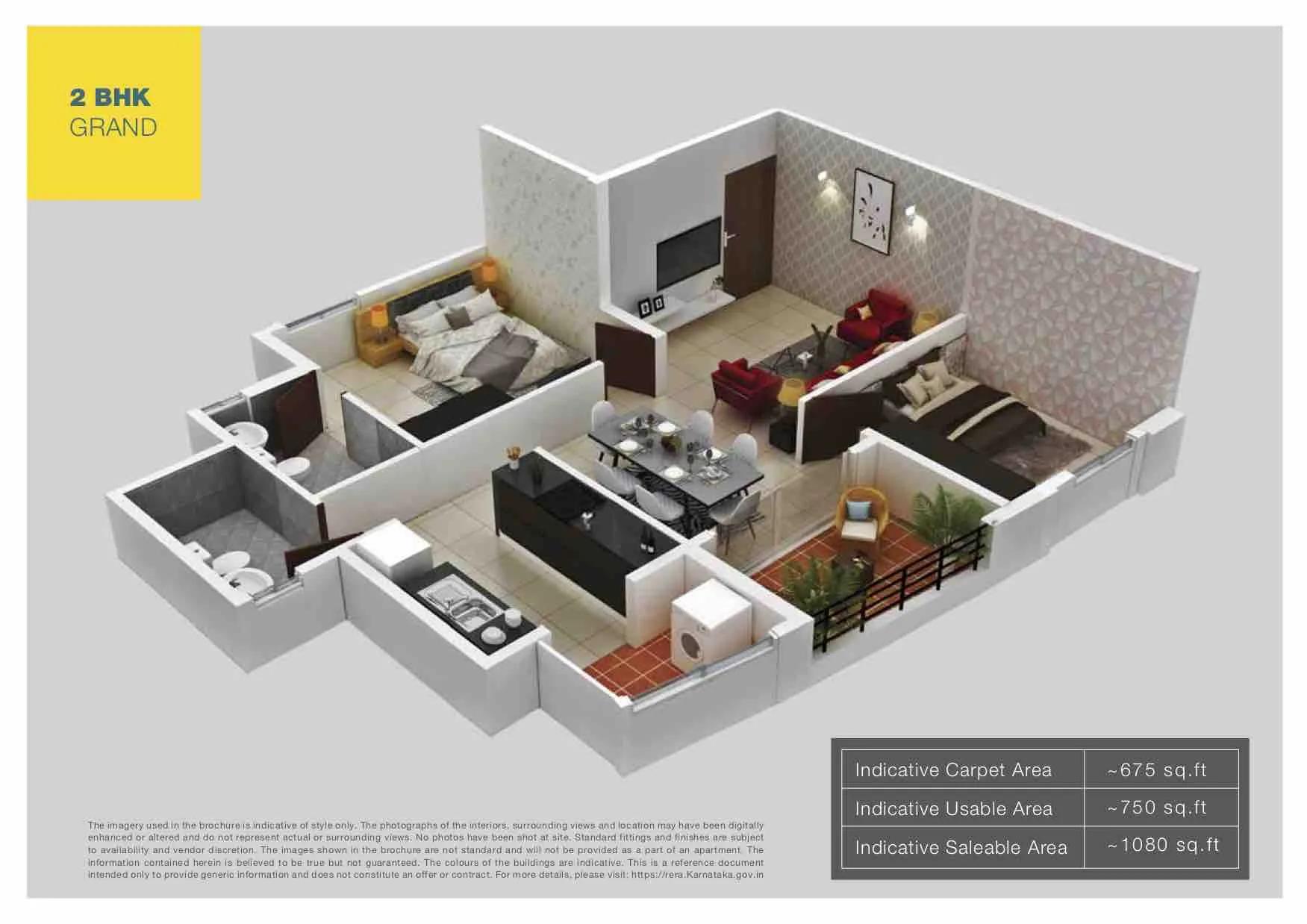 Provident Northern Destiny 2 BHK floor plan