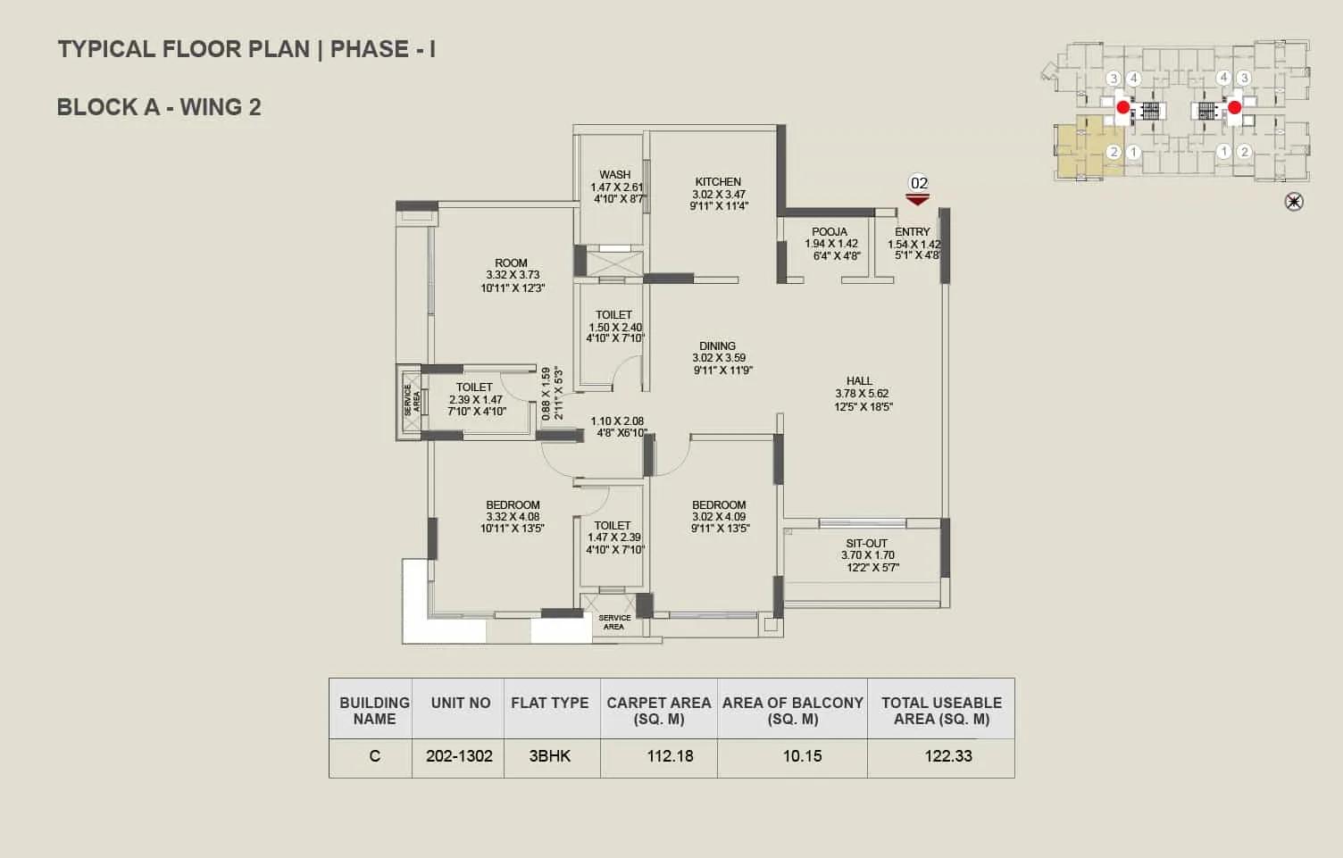 Pride Enchanta 3 BHK floor plan, about 1,316 sq ft