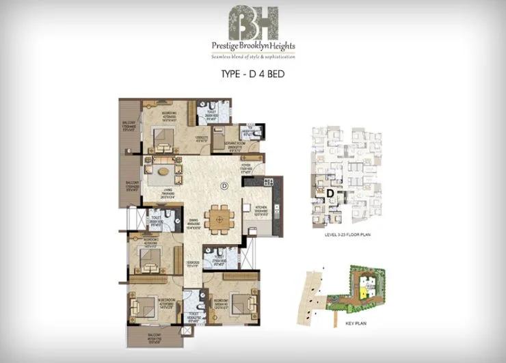 Prestige Brooklyn Heights 4 BHK floor plan